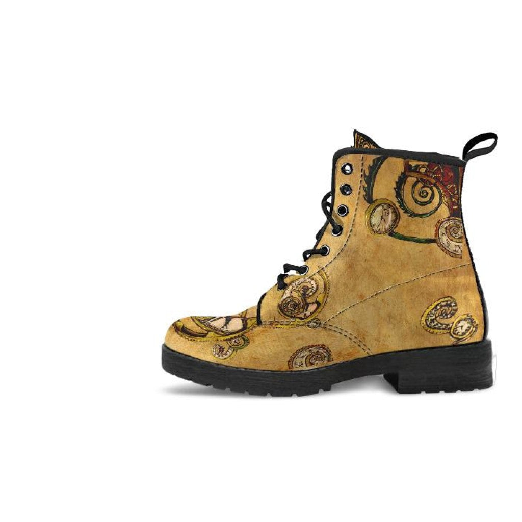 Steampunk Angel And Zebra Gold Boots - C.W. Art Studio
