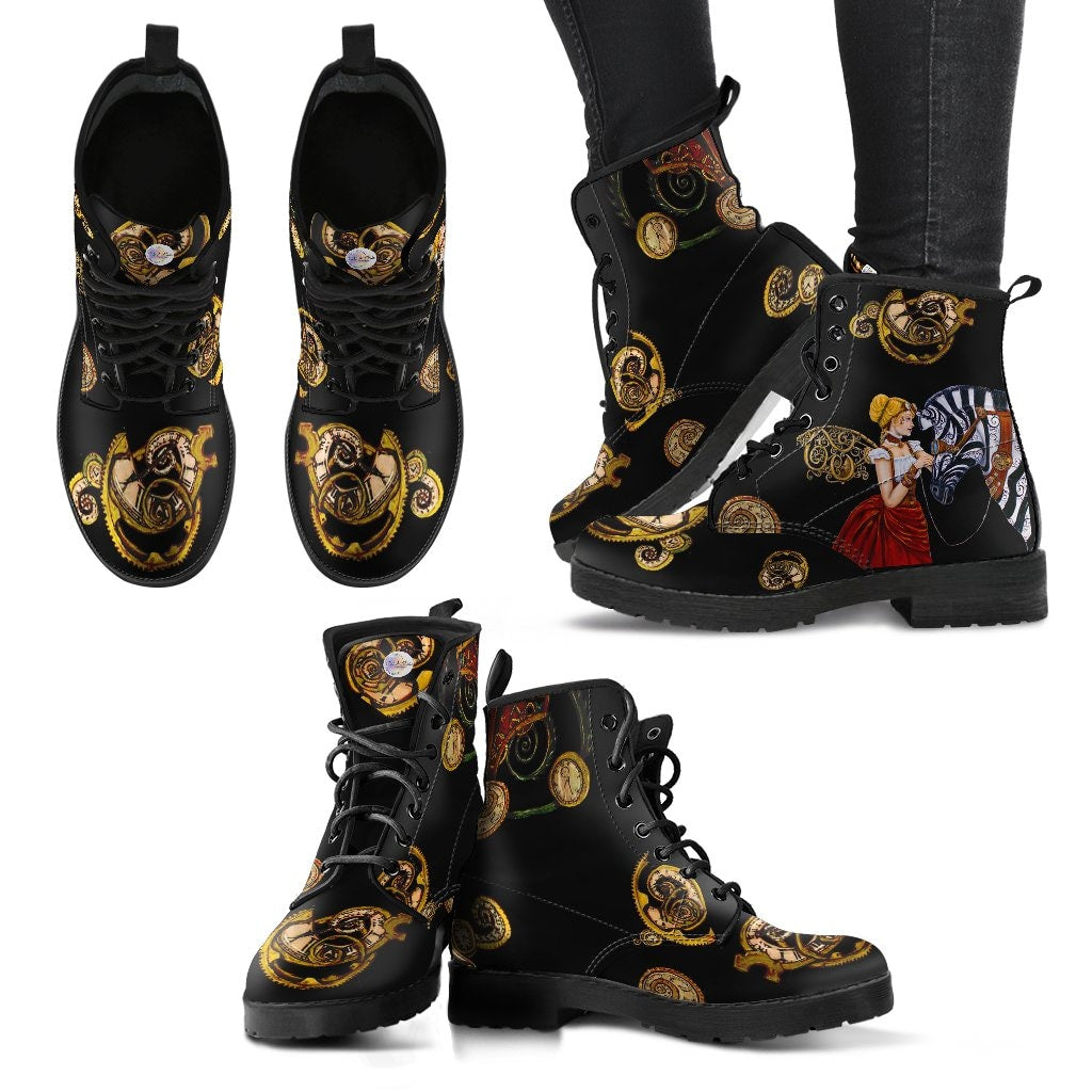 Steampunk Angel & Zebra Boots - C.W. Art Studio