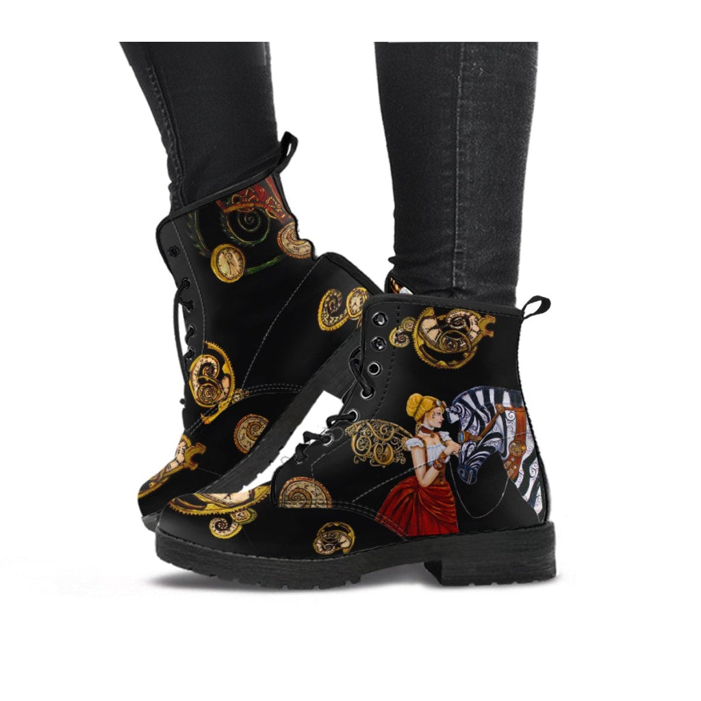 Steampunk Angel & Zebra Boots - C.W. Art Studio