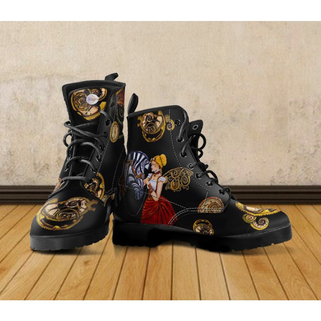 Steampunk Angel & Zebra Boots - C.W. Art Studio