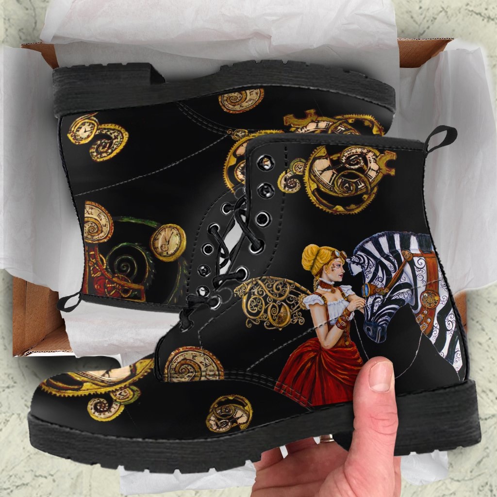 Steampunk Angel & Zebra Boots - C.W. Art Studio