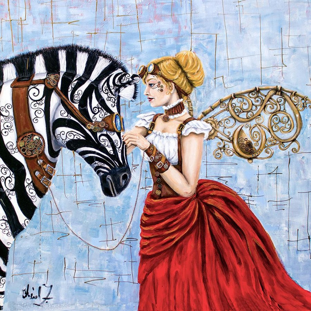 Steampunk Angel & Zebra Cotton Rag Fine Art Prints - C.W. Art Studio