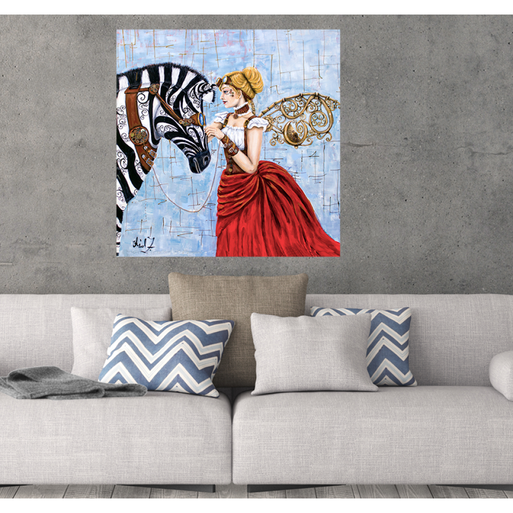 Steampunk Angel & Zebra Cotton Rag Fine Art Prints - C.W. Art Studio