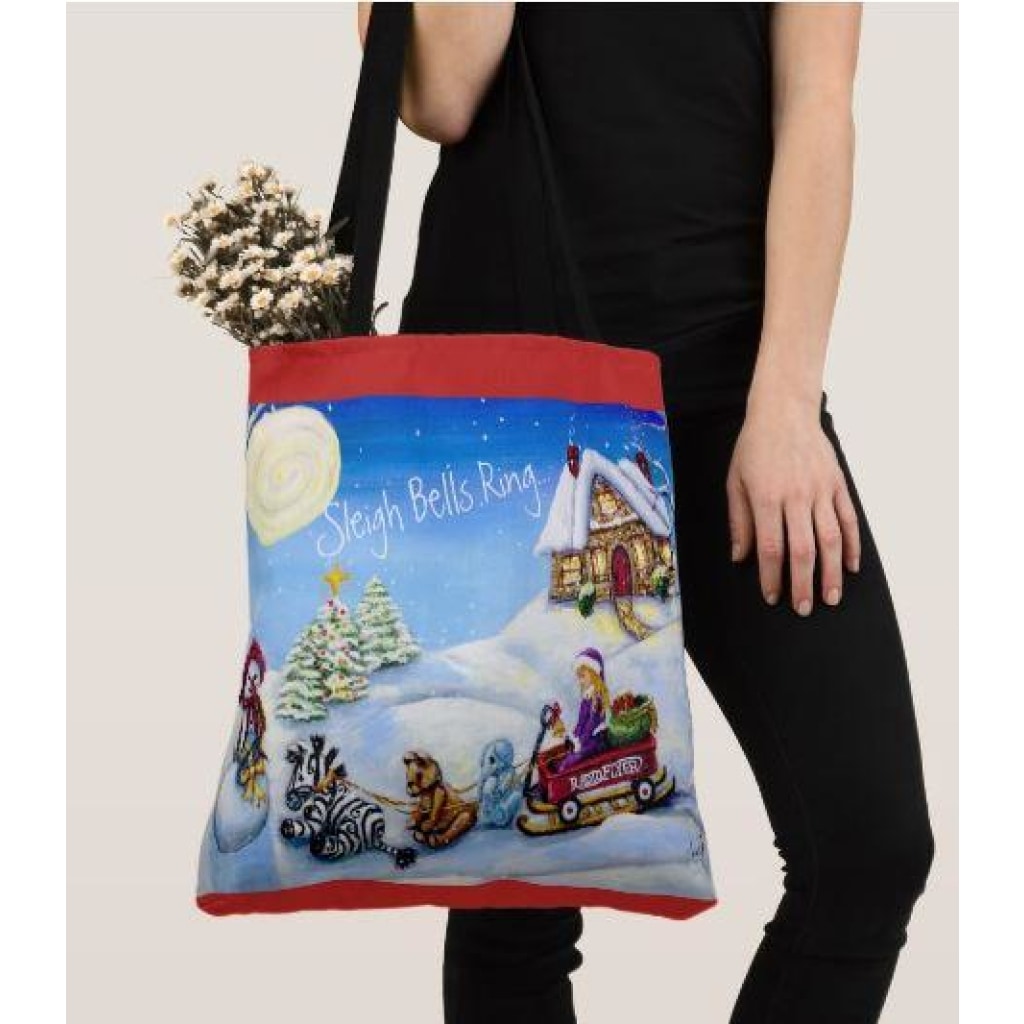 Tote Bag - Christmas 2017 Sleigh Bells Ring... - Large (18X18) - Tote Bags C.w. Art Studio