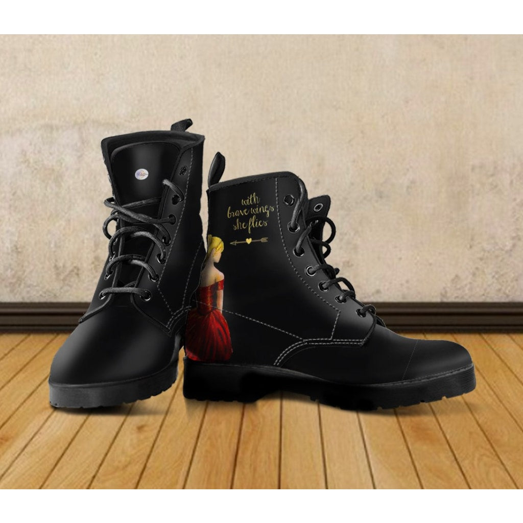 With Brave Wings She Flies Boots - C.W. Art Studio