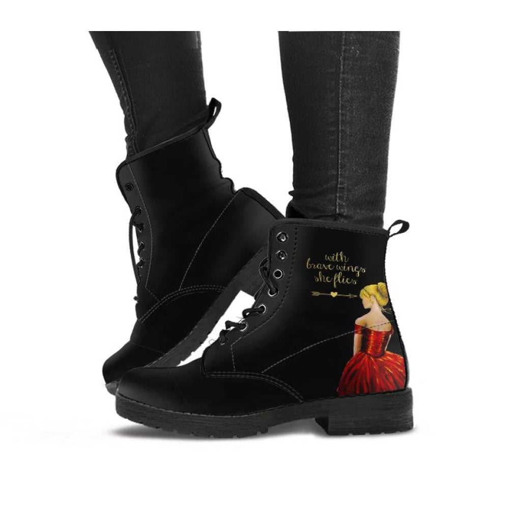 With Brave Wings She Flies Boots - C.W. Art Studio
