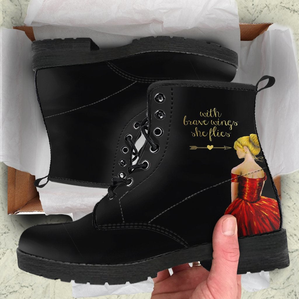 With Brave Wings She Flies Boots - C.W. Art Studio