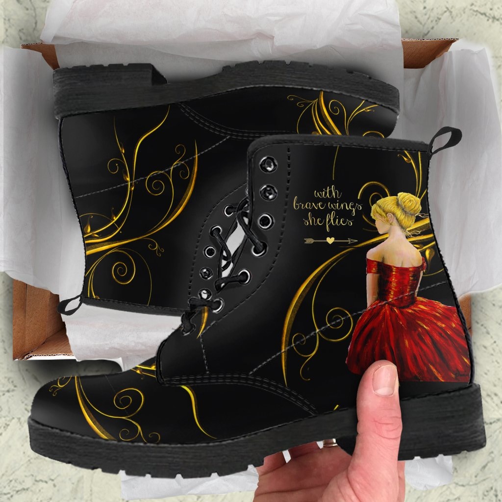 With Brave Wings She Flies II Boots - C.W. Art Studio