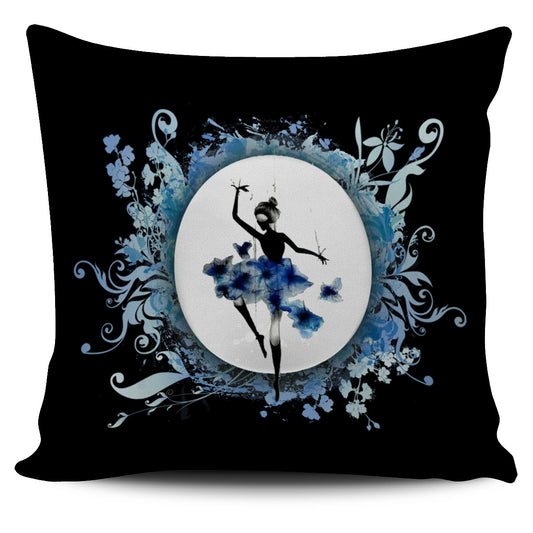 Blue Ballerina Throw Pillow Cover 18x18
