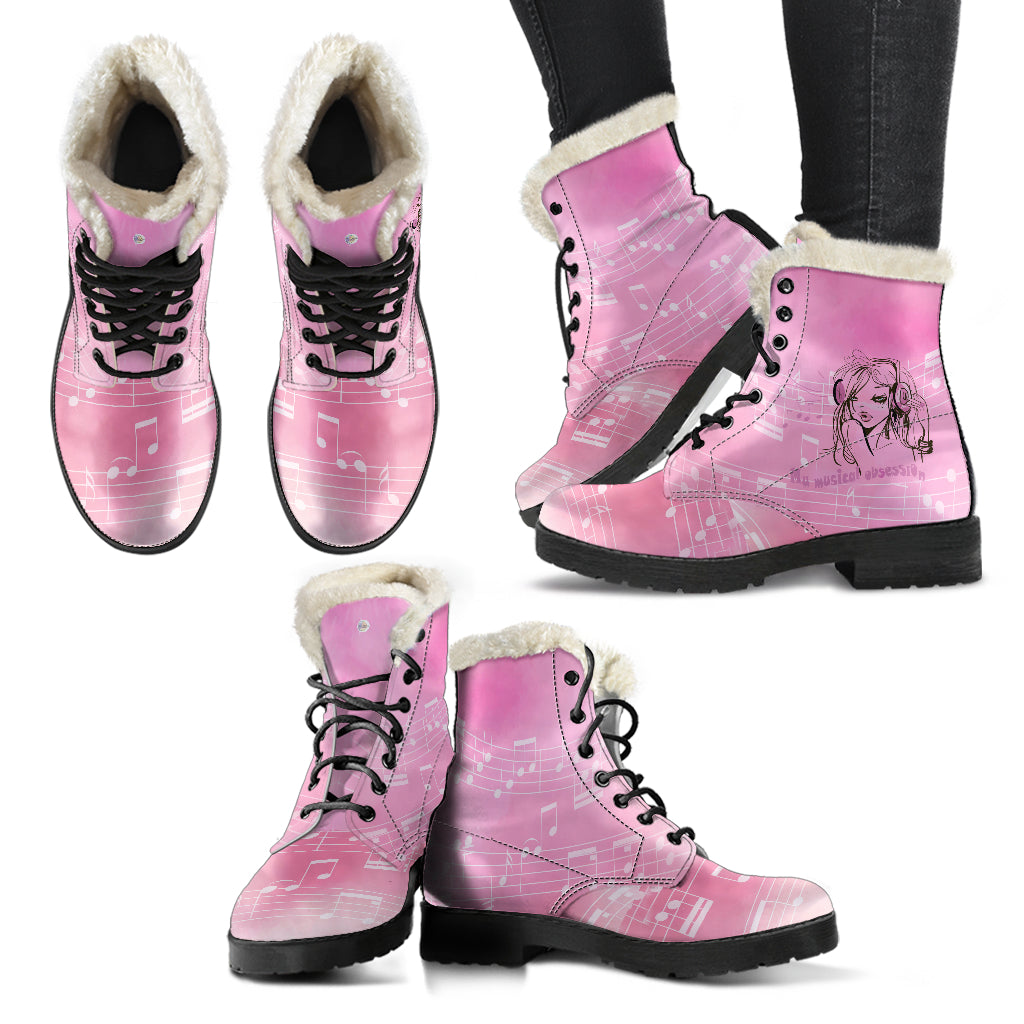 My Musical Obsession Pink Fur Lined Boots by SophieStar
