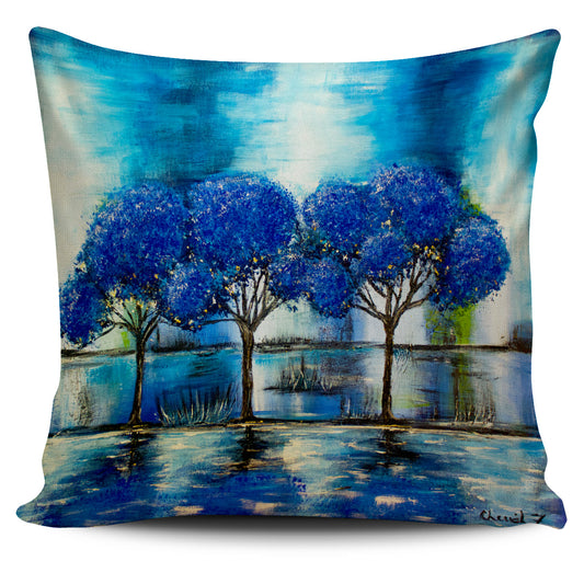 Blue Reflections Throw Pillow Cover 18x18in