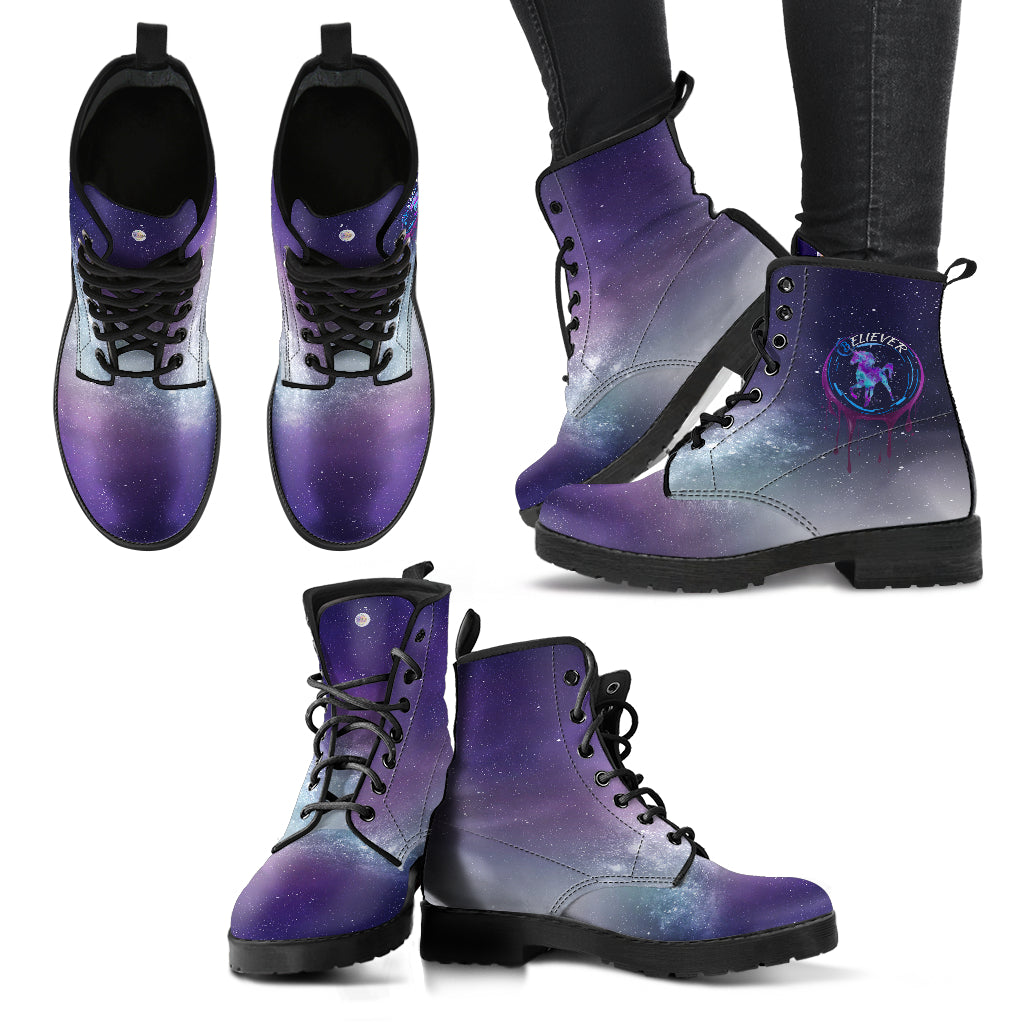 Unicorn Believer Leather Boots by SophieStar