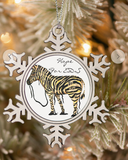 ARTIST SIGNED EDS Pewter Snowflake Christmas Ornament - EDS Hope Zebra