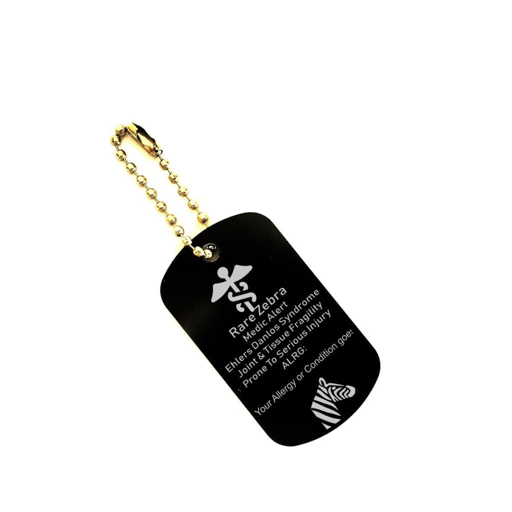 Customizable Rare Zebra EDS Medical Alert Dog Tag Key Chain - C.W. Art Studio