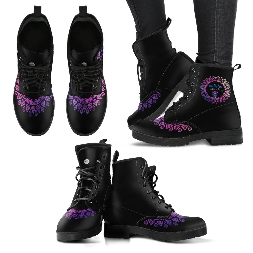 Feel the Fear Tribal Owl Boots - C.W. Art Studio
