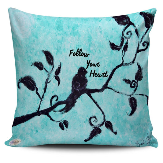 Follow Your Heart Throw Pillow Cover 18x18in