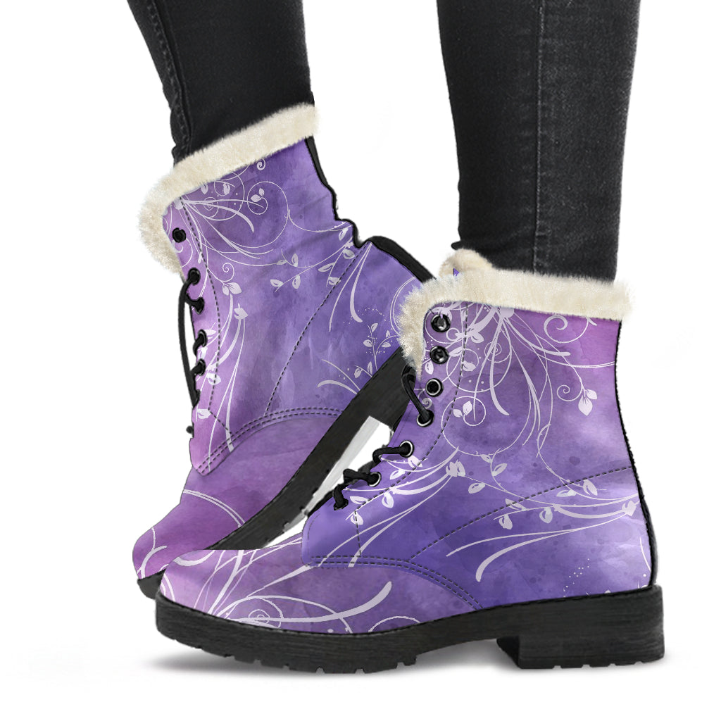 Lavender Fields Fur Lined Indi Art Leather Boots