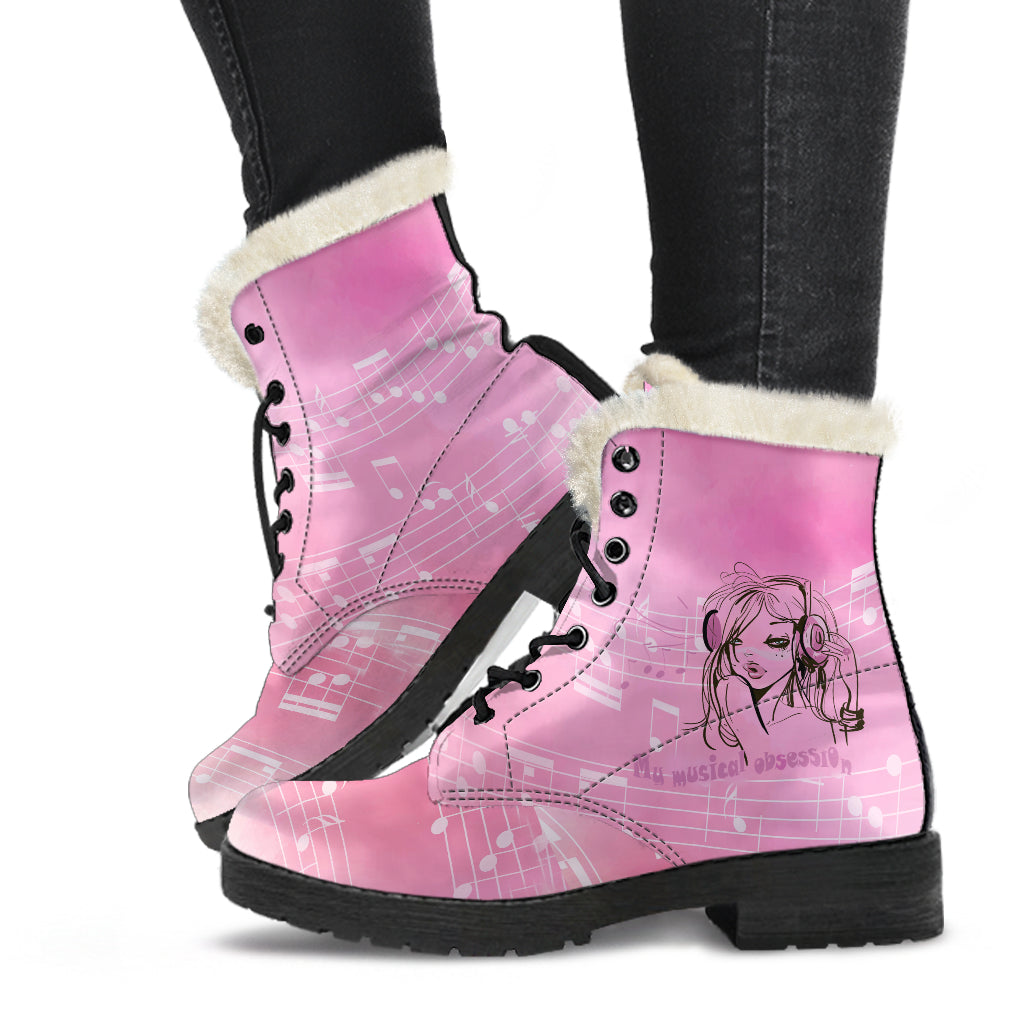 My Musical Obsession Pink Fur Lined Boots by SophieStar