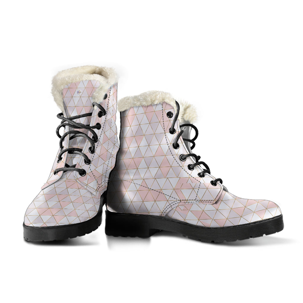 Gold Lines Pink Geo Fur Lined Boots by SophieStar