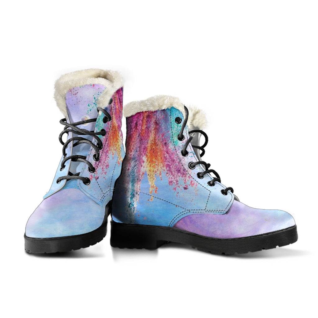 Choose Happiness Whimsical Fur Lined Boots