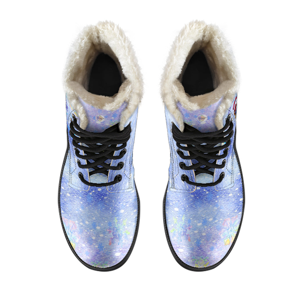 Winter Wonderland Indie Art Fur Lined Leather Boots