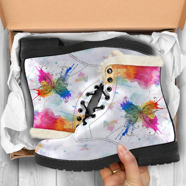 Watercolors Butterfly Fur Lined Boots by SophieStar