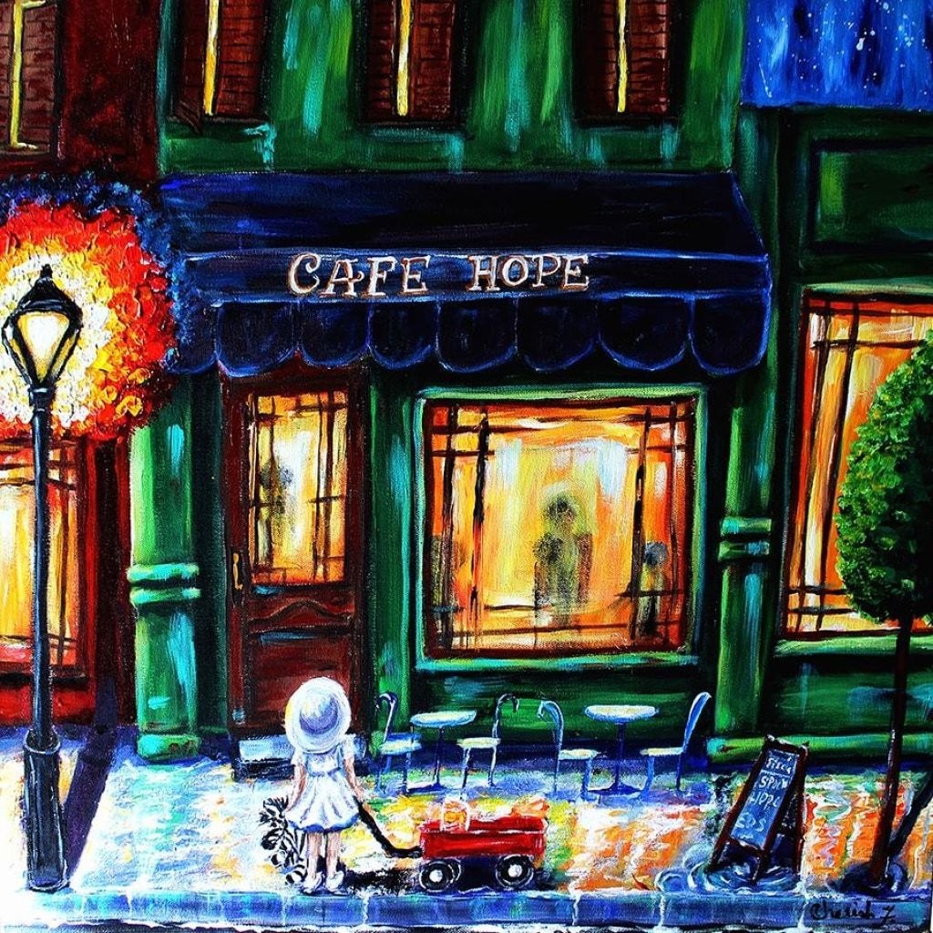 Hope Cafe Fabric Wall Poster - C.W. Art Studio