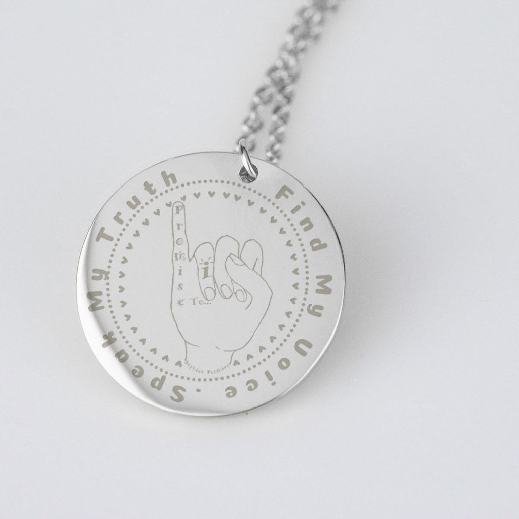 I Promise To ... Find My Voice .Speak My Truth Sophies Promise Pendent Necklace - C.W. Art Studio