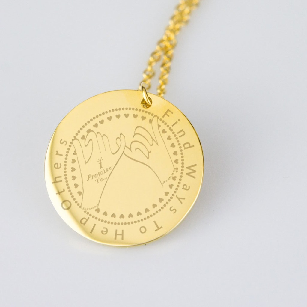 I Promise To... Find Ways To Help Others Sophies Promise Pendent Necklace - C.W. Art Studio