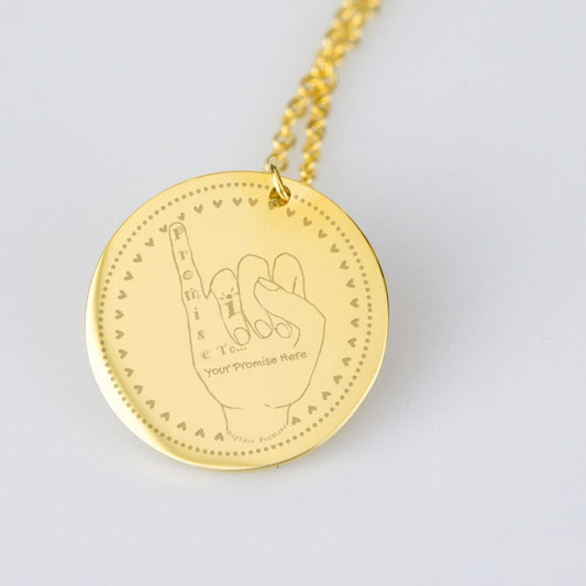 I Promise To... Pendant Charm #2 Necklace Customize - Gold Plated Stainless Steel - Pendant C.w. Art Studio