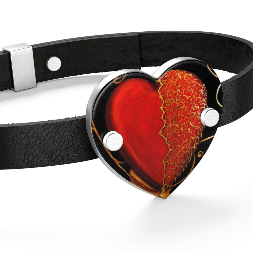 Kintsugi Heart Leather Bracelet - C.W. Art Studio