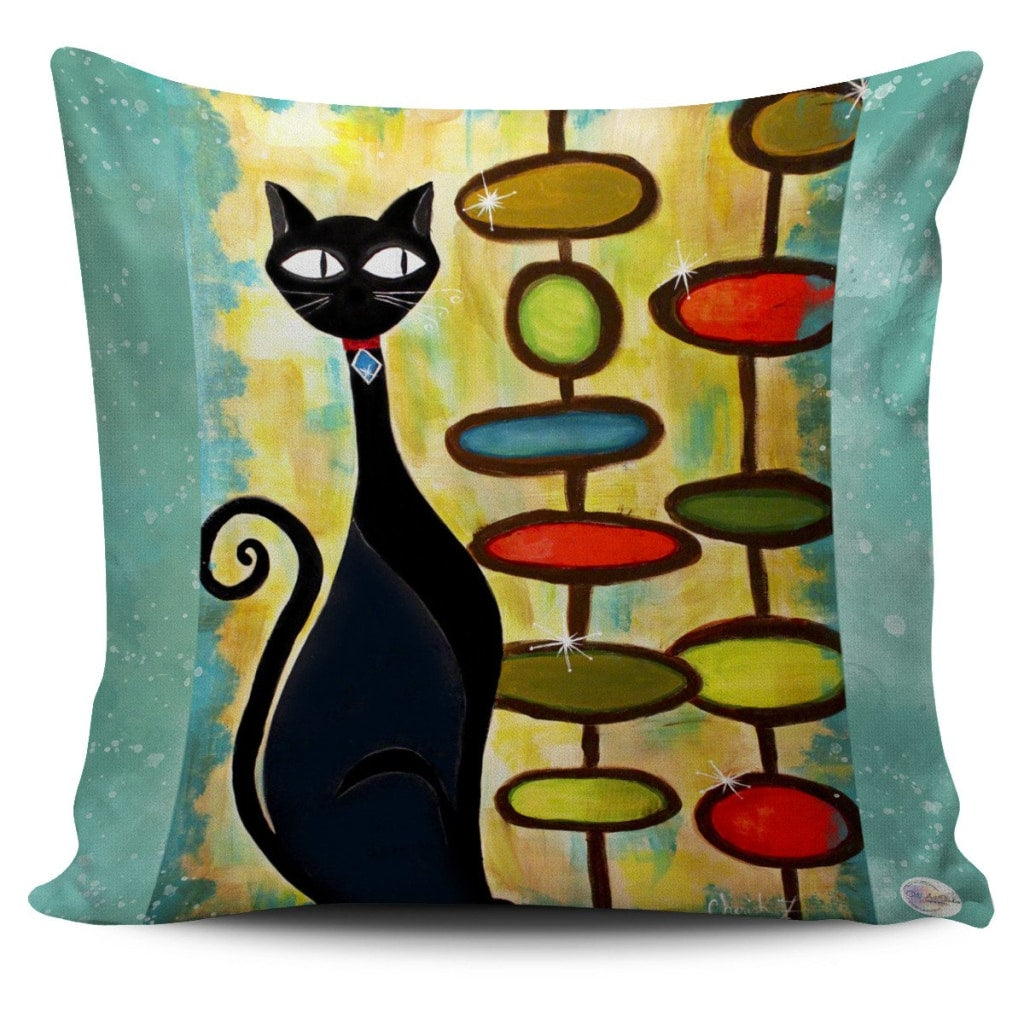 One Hip Cat Retro Throw Pillow Cover 18x18in