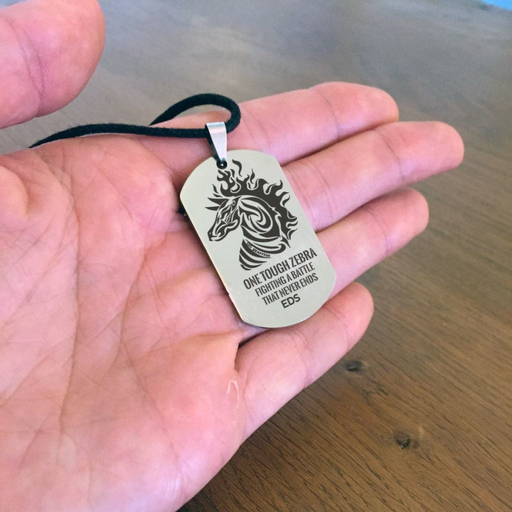 One Tough Zebra - EDS Mens Dog Tag Necklace - C.W. Art Studio