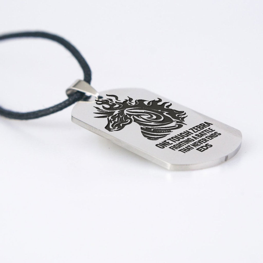 One Tough Zebra - EDS Mens Dog Tag Necklace - C.W. Art Studio