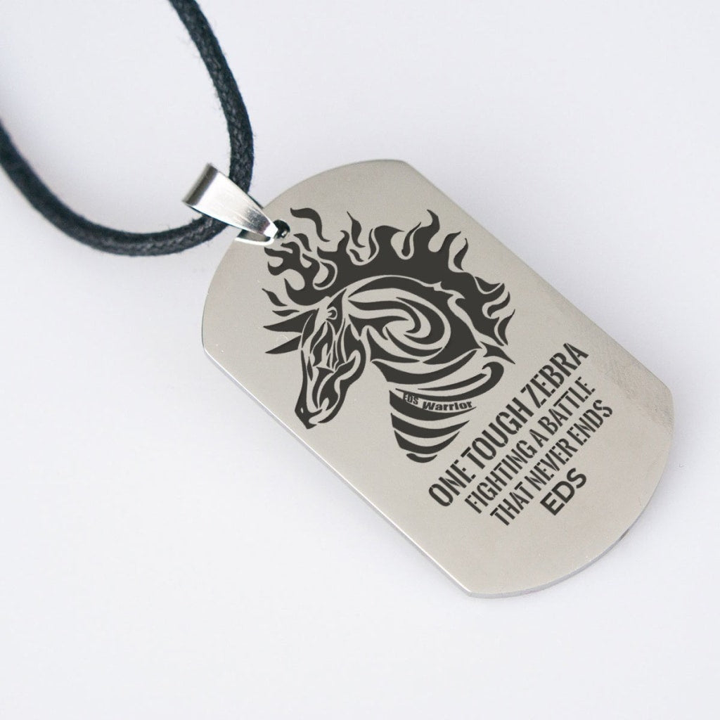 One Tough Zebra - EDS Mens Dog Tag Necklace - C.W. Art Studio