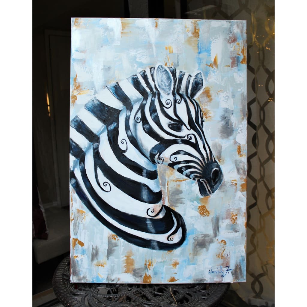 Original Painting - Silver CheckMate Zebra - C.W. Art Studio