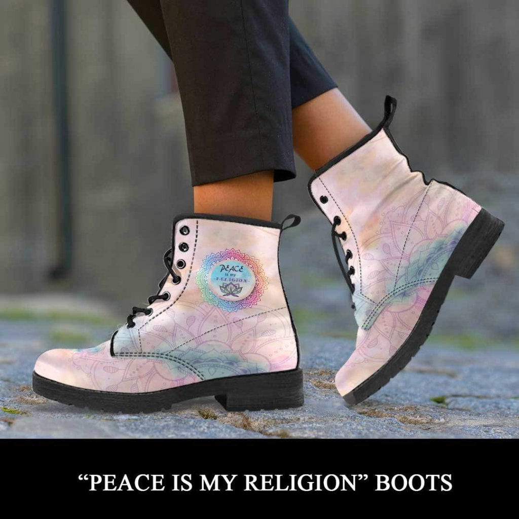 Peace Is My Religion Boots - C.W. Art Studio