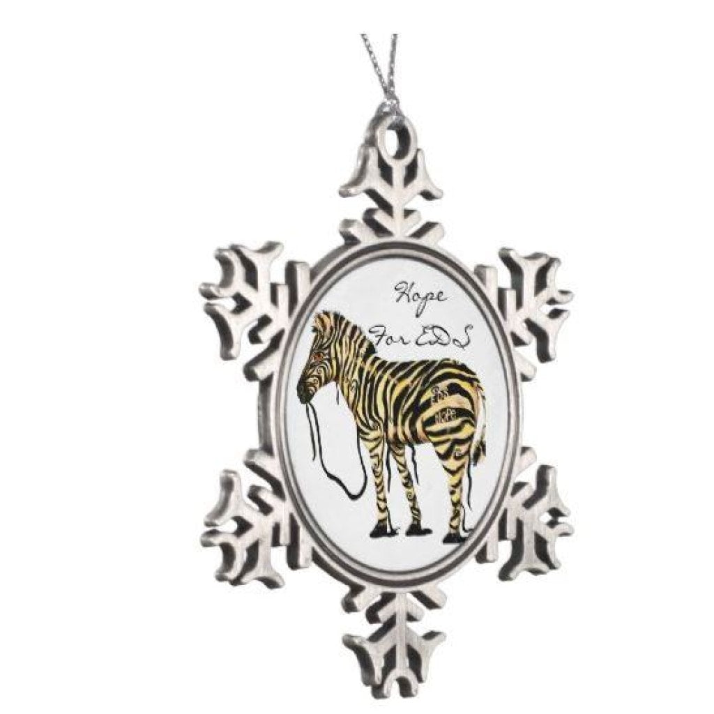 ARTIST SIGNED EDS Pewter Snowflake Christmas Ornament - EDS Hope Zebra