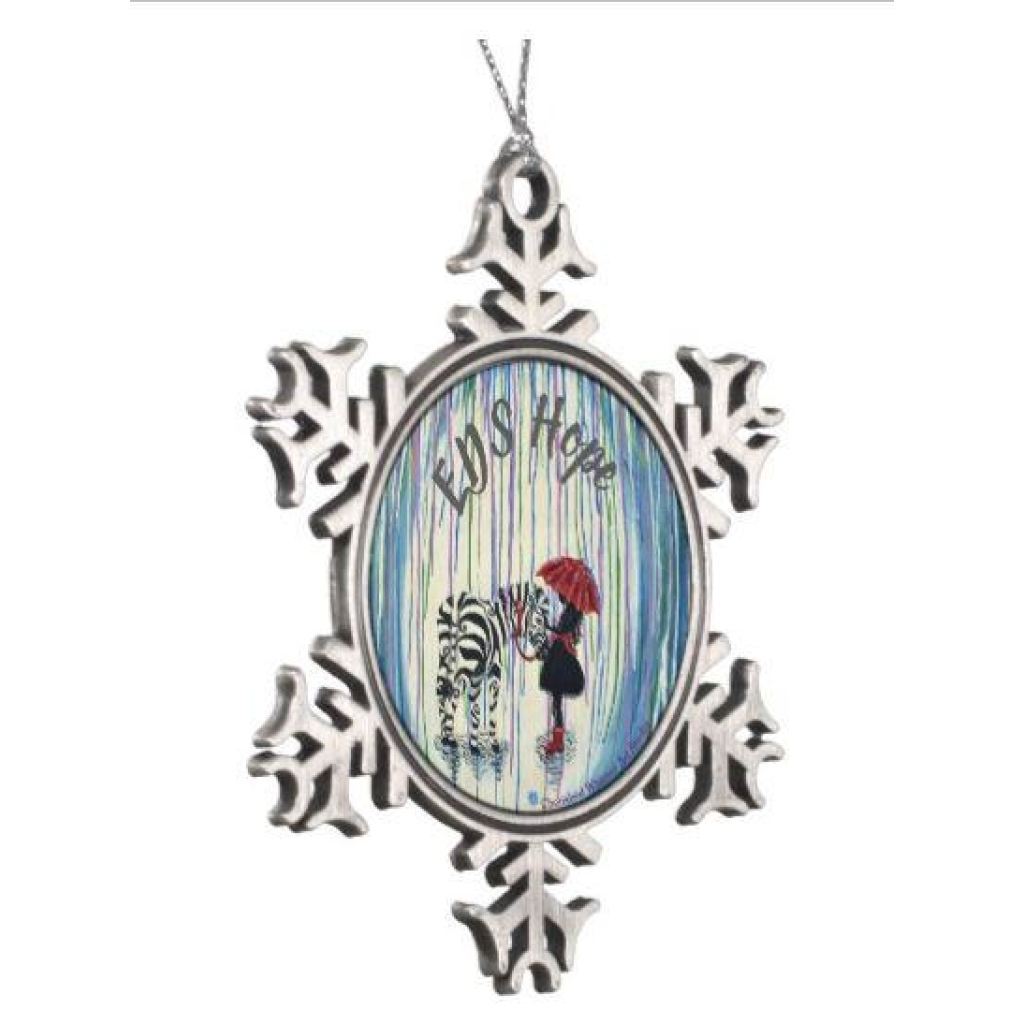 Pewter Snowflake Christmas Ornament - EDS Reign Hope Zebra - C.W. Art Studio