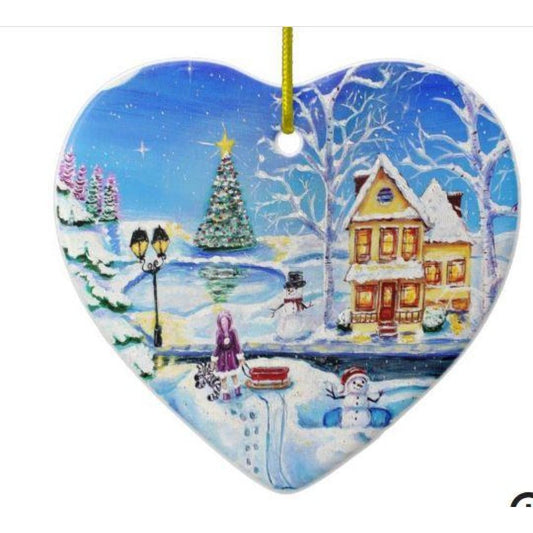 Porcelain Heart Christmas Ornament - EDS Hope CW Art Studio Exlusive - C.W. Art Studio