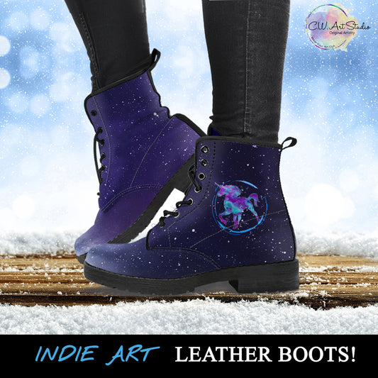 Starry Unicorn Leather Boots by SophieStar