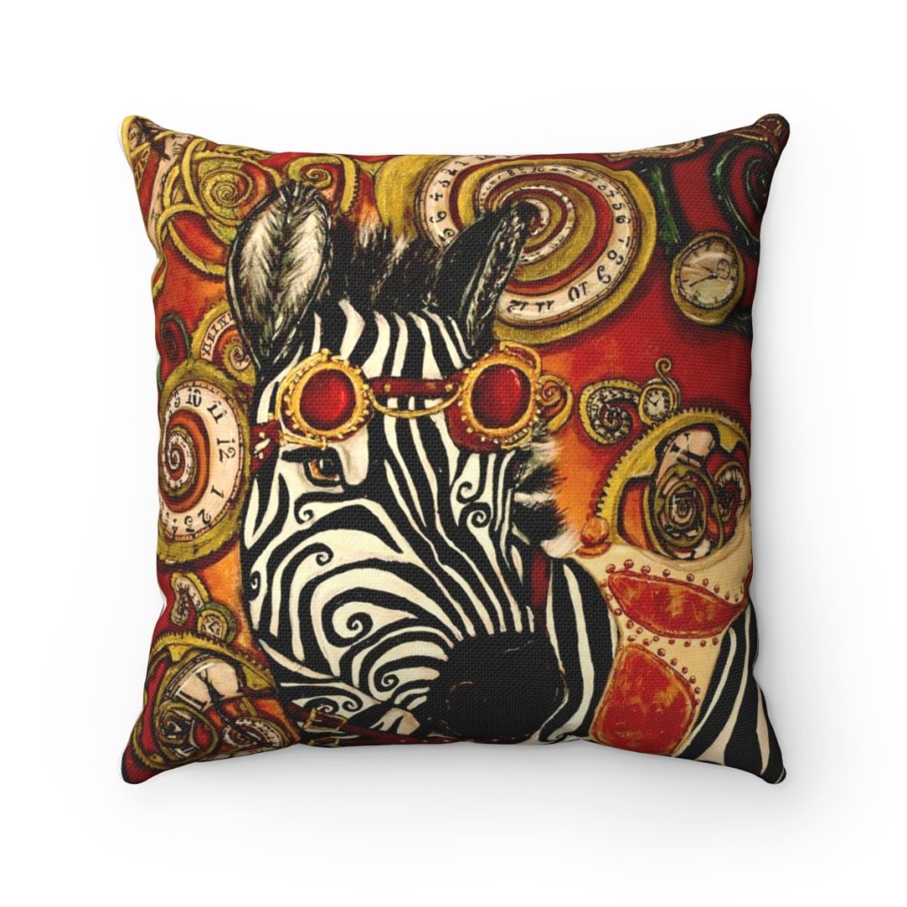 Steampunk Zebra Throw Pillow