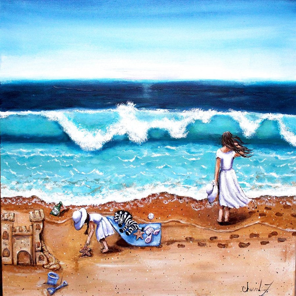 The Beach Glicee Canvas Print - C.W. Art Studio