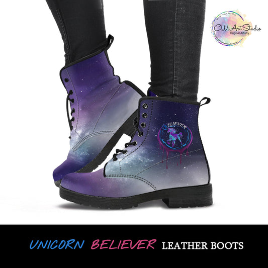 Unicorn Believer Leather Boots by SophieStar