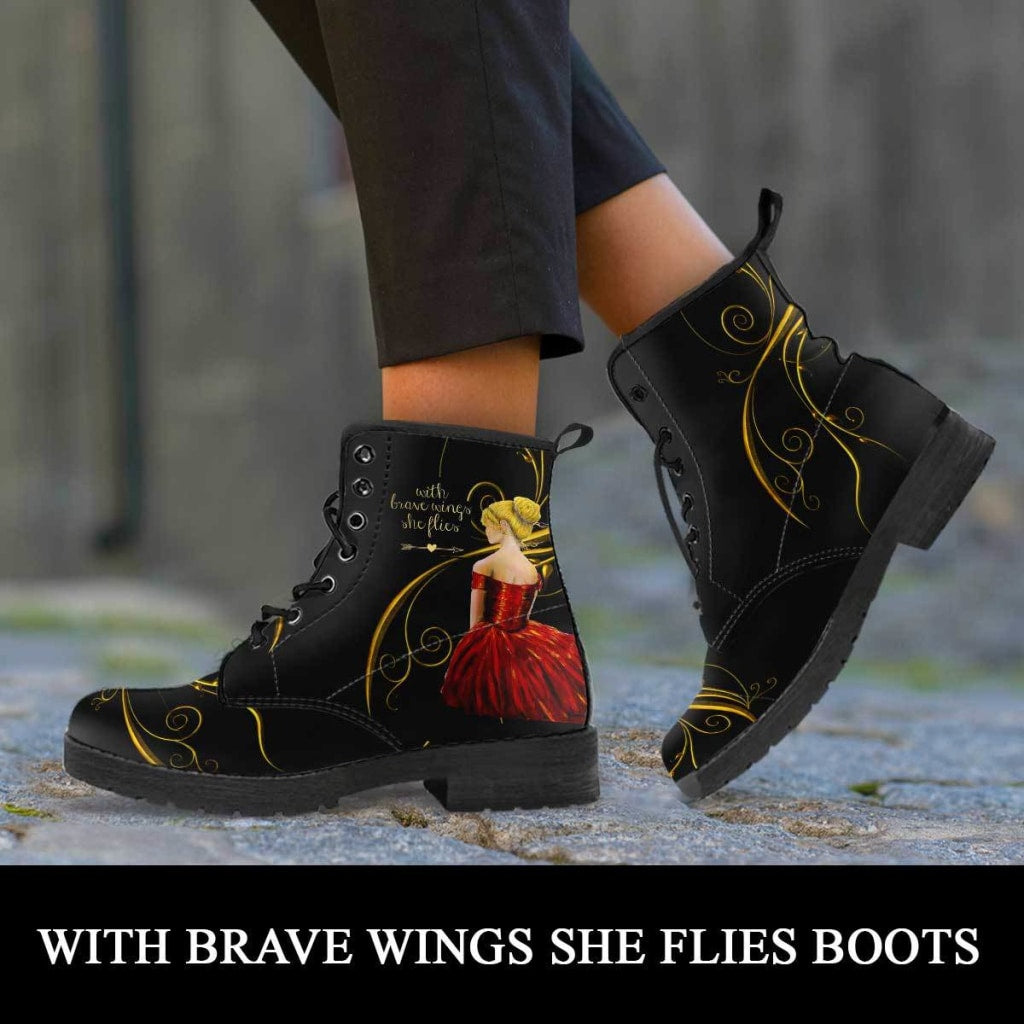 With Brave Wings She Flies II Boots - C.W. Art Studio